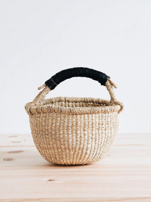 Mini Bolga Basket - Black Leather Handle