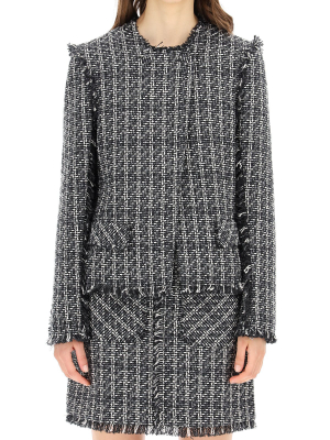 Msgm Frayed Edge Tweed Jacket