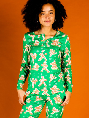 The Ninja Bread | Women's Green Gingerbread Christmas Pajama Top