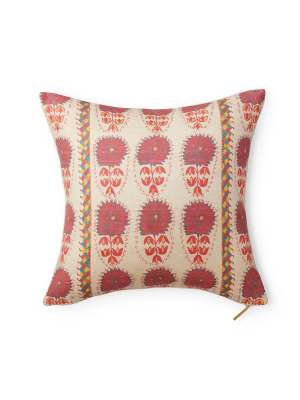 Fuchsia Daisy Suzani - Throw Pillow