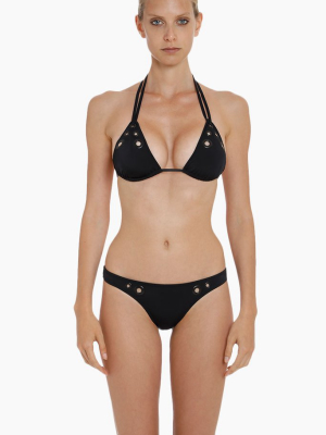 Triangle Grommet Bikini Top - Black