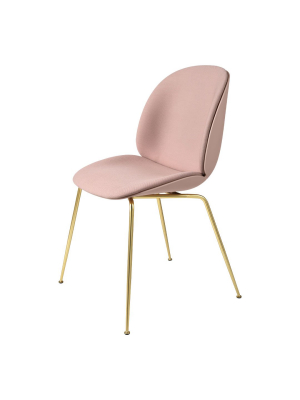 Beetle Dining Chair - Front Upholstered - Brass Semi Matt Conic Base