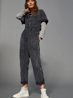 Dora Acid-wash Denim Jumpsuit