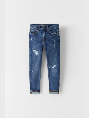 Destroyed Skinny Jeans In Pure Indigo