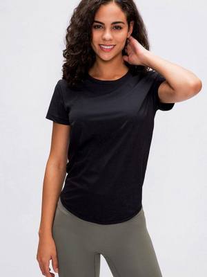 Relaxed Sleeved Tie Back Splicing Mesh Sports Tee