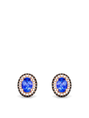 Effy 14k Rose Gold Tanzanite And Diamond Stud Earrings, 1.70 Tcw