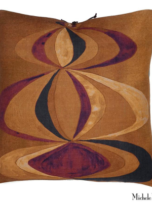 Printed Linen Pillow Concentric Sienna 22x22