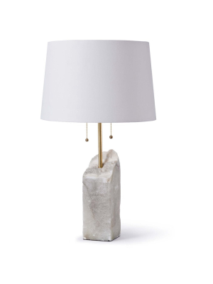 Square Raw Alabaster Table Lamp