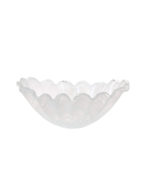 Vietri Onda Glass Medium Centerpiece - White