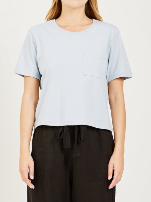 Boxy Crop Tee Blue Grey