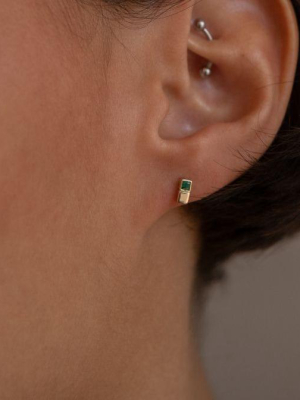 Princess Cut Emerald Cube Stud (single)