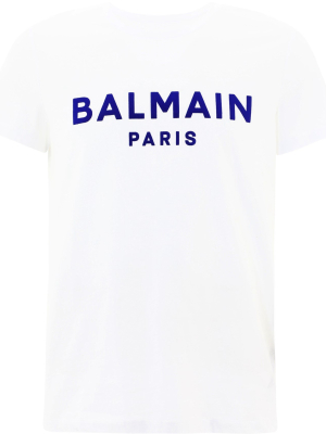 Balmain Flocked Logo Crewneck T-shirt