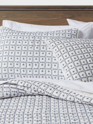 Embroidered Grid Quilt Blue - Threshold™