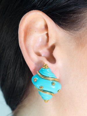 Turquoise Seashell Clip Earrings