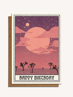 Happy Birthday Card: Moon And Clouds