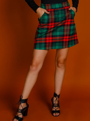 The Lincoln Log Love Lady | Womens Green Plaid Christmas Skirt