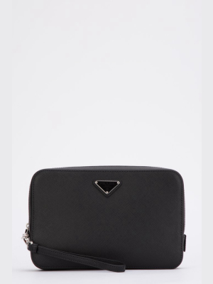 Prada Logo Plaque Clutch Bag