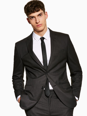 Grey Regular Fit Single Breasted Suit Blazer With Notch Lapels