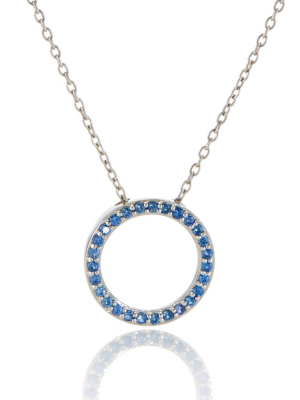 Sapphire Open Circle Pendant Necklace