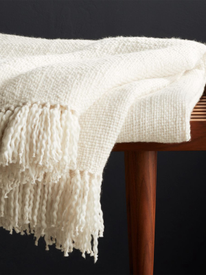 Styles Ecru Fringe Throw Blanket