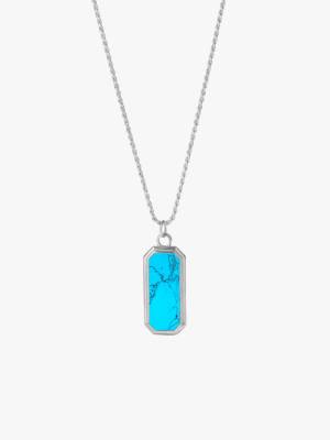 Sterling Silver Frame Pendant Necklace With Turquoise