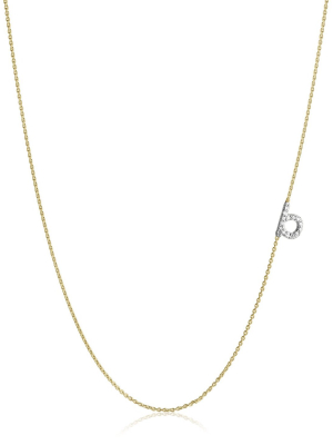 Pave Diamond Initial Asymmetric Necklace