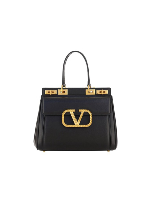 Valentino Garavani Rockstud Logo Plaque Tote Bag