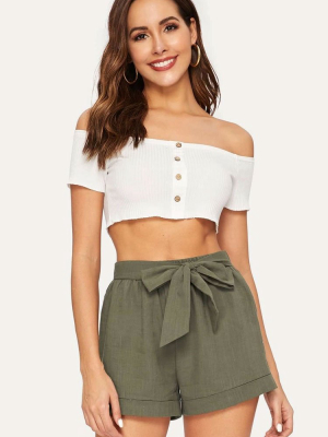 Casual High Waist Bow Tie Beach Shorts