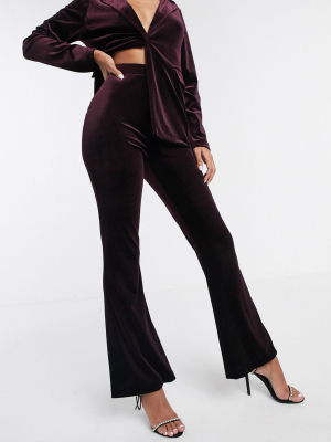 Asos Design Jersey Kick Flare Suit Pants In Velvet