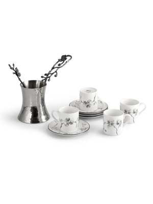 Black Orchid Coffee Pot & Demitasse Set