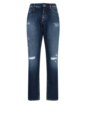 Dolce & Gabbana Distressed Straight-leg Jeans