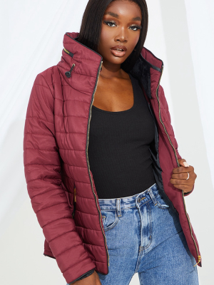 Tall Burgundy Maxi Puffer Jacket