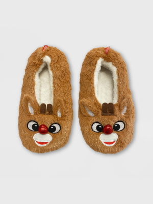 Women's Rudolph The Red-nosed Reindeer Holiday Pull-on Slipper Socks - Brown