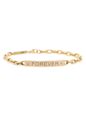 14k Large Oval Link Chain Personalized Id Bracelet With Diamonds