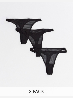 Asos Design 3 Pack Mesh Tanga Thongs