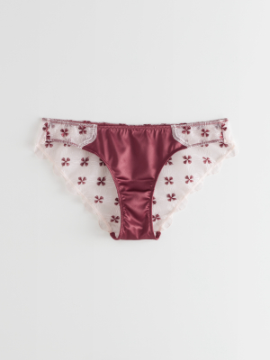 Scalloped Floral Lace Satin Briefs