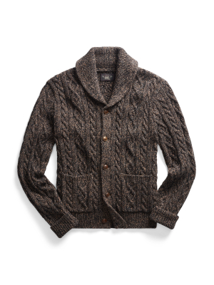 Marled Aran-knit Wool-blend Cardigan