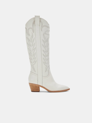 Solei Stud Boots Off White Leather