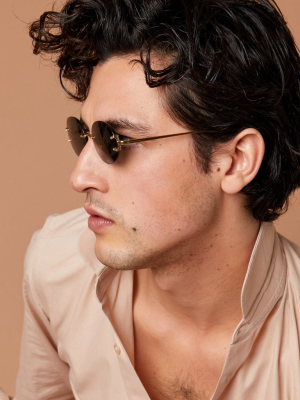 Knight Oval Sunglasses In Light Gold