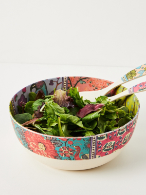 Blockprint Bamboo Melamine Serving Bowl