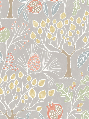 Shiloh Botanical Wallpaper In Light Grey From The Bluebell Collection By Brewster Home Fashions