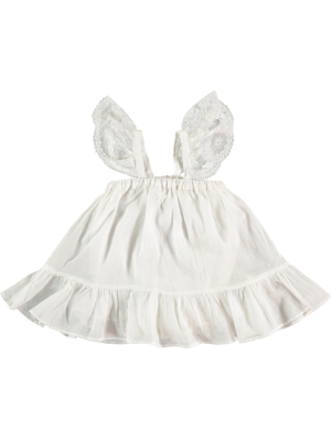 Tocoto Vintage Voile Dress W/bodysuit - Off-white