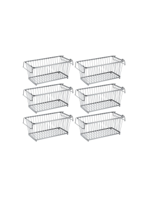 Mdesign Stackable Metal Food Storage Basket With Handles, 6 Pack