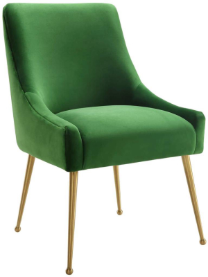 Beatrix Side Chair, Green/brushed Gold Base