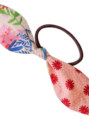 Organic Cotton Bow Hair Elastic Band - Pink Daisy