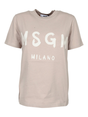 Msgm Logo Print Round Neck T-shirt