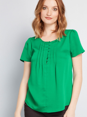 Lucky Pintucks Short Sleeve Blouse