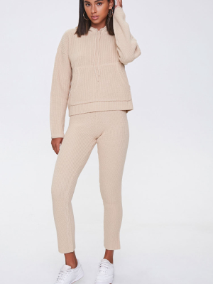 Sweater-knit Hoodie & Pants Set