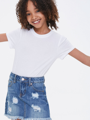 Girls Denim Frayed Skirt (kids)