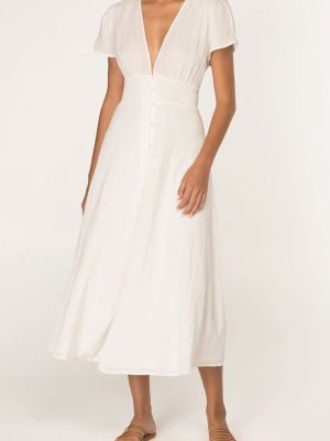 Vacation Button-front Linen Midi Dress